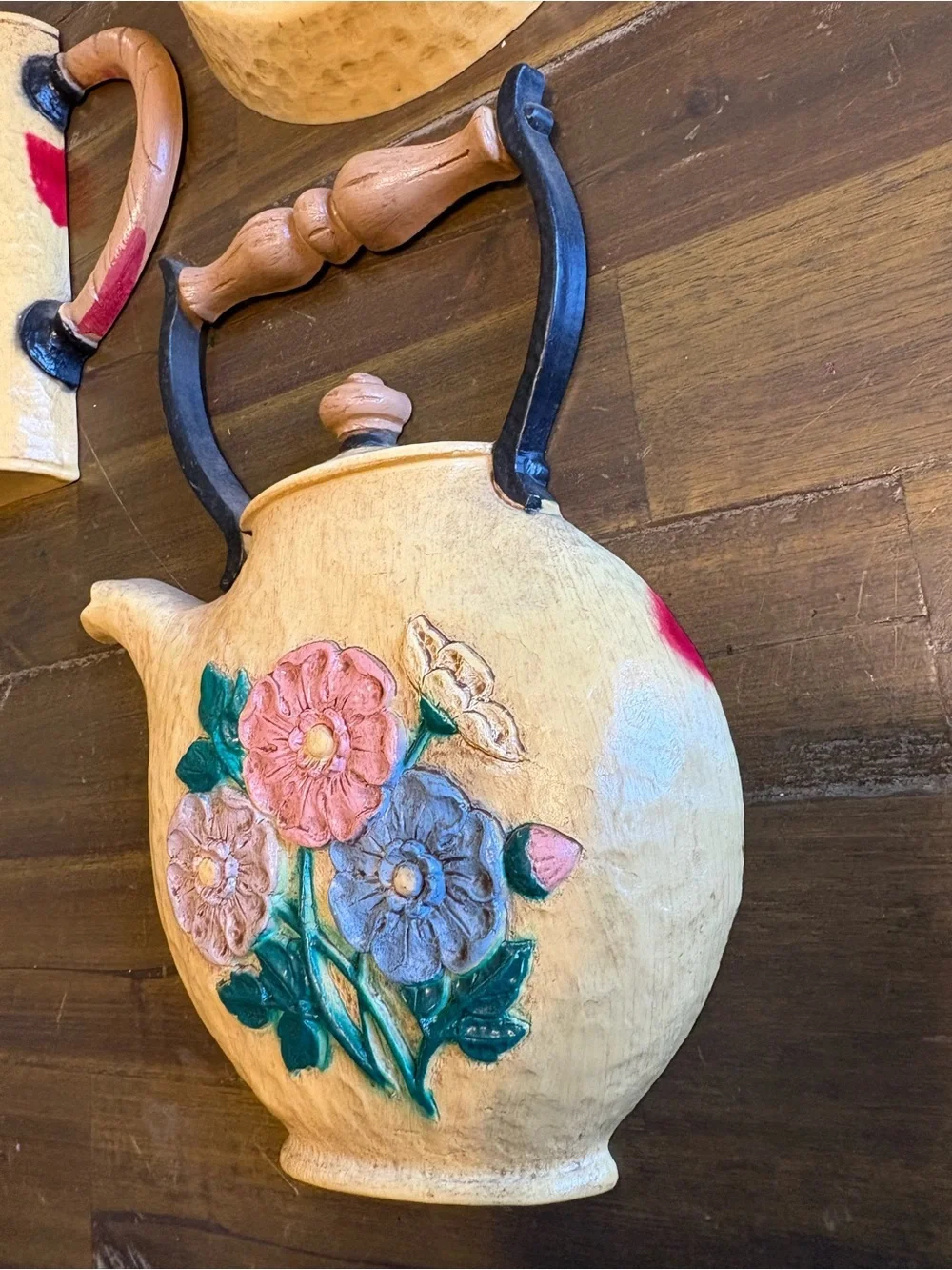 Vintage Kitchen Wall Plaques Teapot Skillet Coffee Grannycore Grandma Cottage